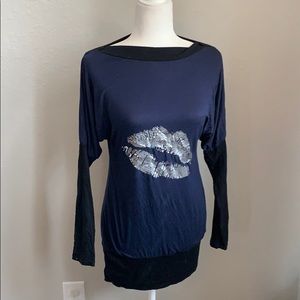 Italian Long sleeve Blue Top Tunic